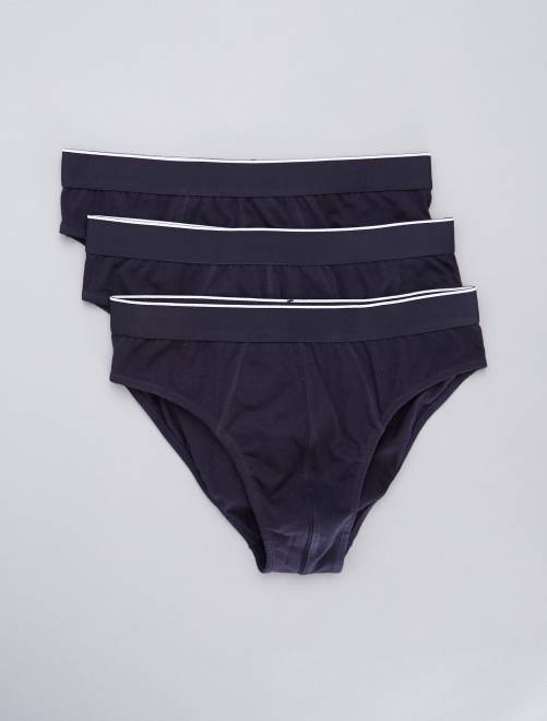 Pack de 3 slips lisos Hombre azul navy Kiabi 10,00€