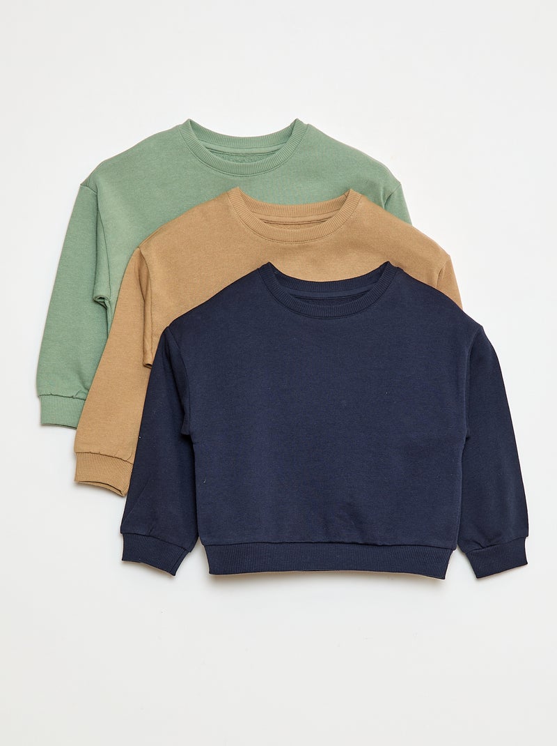 Pack de 3 sudaderas lisas de chándal ligeras 3 piezas Beige - Kiabi