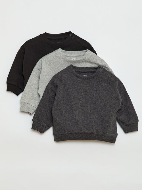 Pack de 3 sudaderas lisas - Kiabi
