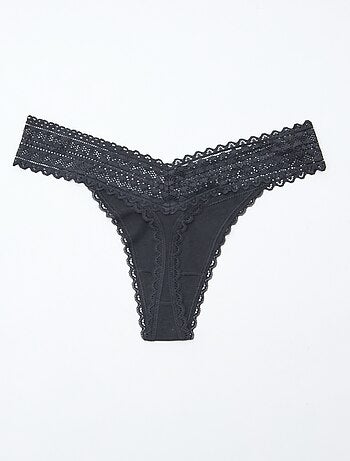 Pack de 3 tangas de algodón y encaje