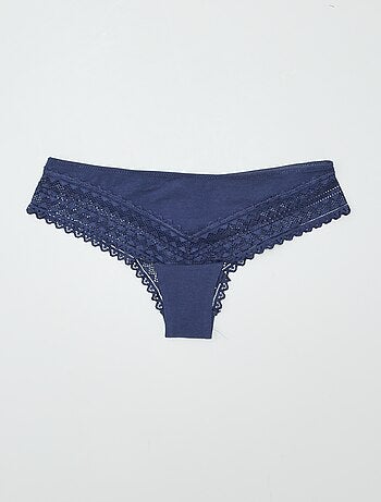 Pack de 3 tangas de algodón y encaje