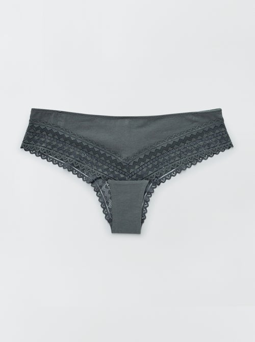 Pack de 3 tangas de algodón y encaje - Kiabi