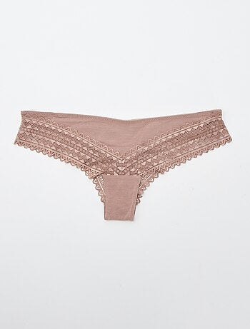 Pack de 3 tangas de algodón y encaje