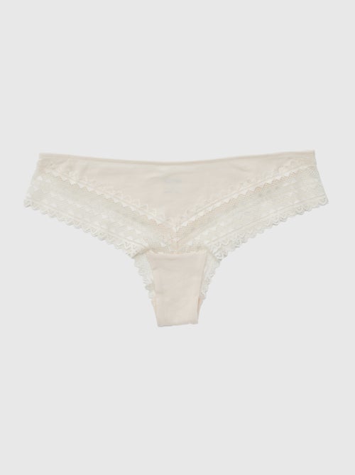 Pack de 3 tangas de algodón y encaje - Kiabi