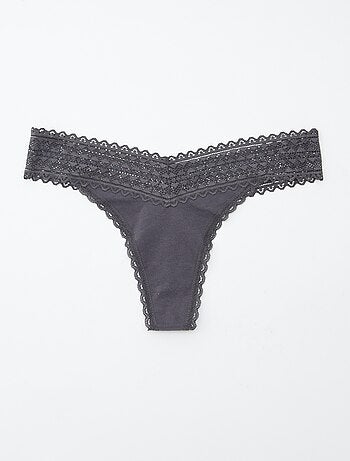 Pack de 3 tangas de algodón y encaje