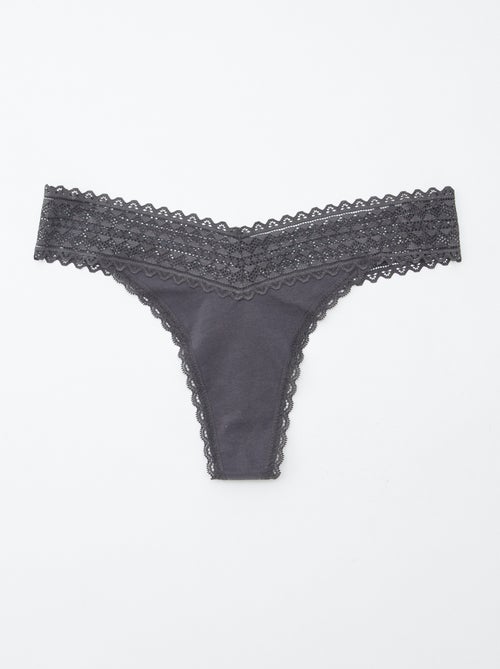 Pack de 3 tangas de algodón y encaje - Kiabi