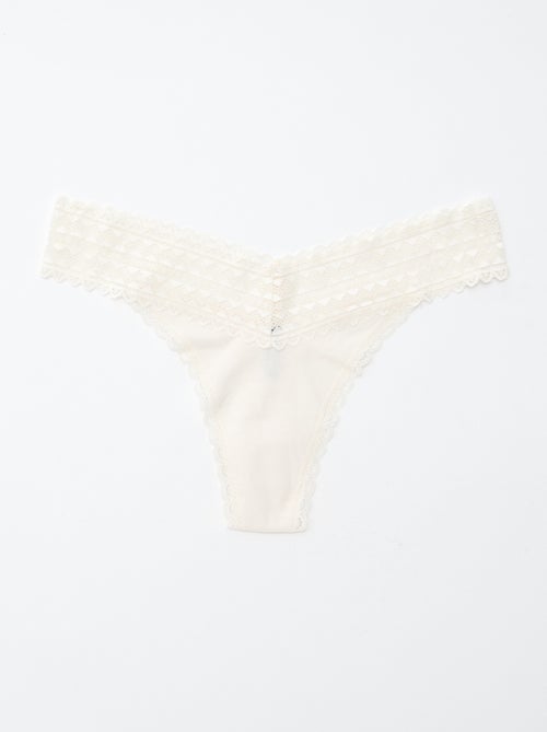 Pack de 3 tangas de algodón y encaje - Kiabi