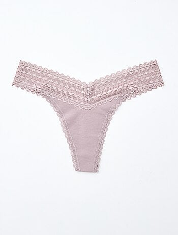 Pack de 3 tangas de algodón y encaje