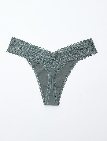 Pack de 3 tangas de algodón y encaje