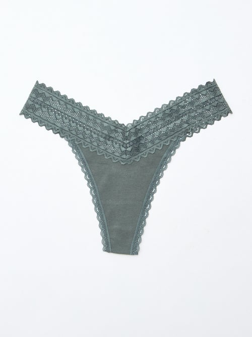 Pack de 3 tangas de algodón y encaje - Kiabi