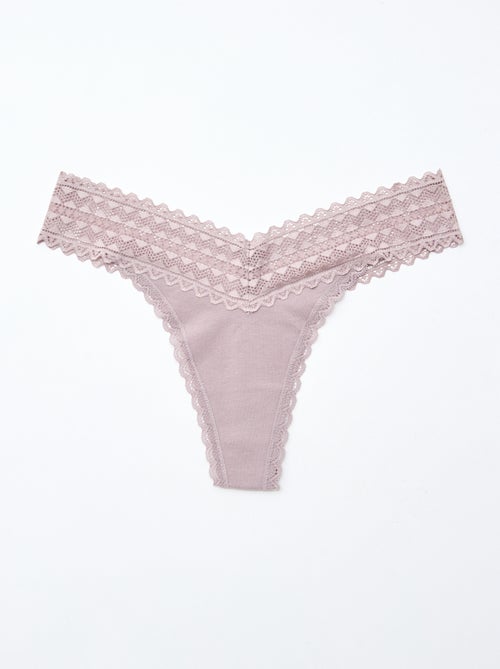 Pack de 3 tangas de algodón y encaje - Kiabi