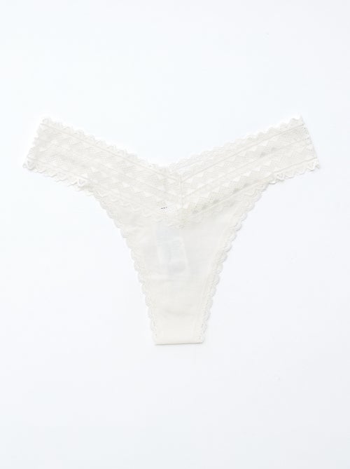 Pack de 3 tangas de algodón y encaje - Kiabi