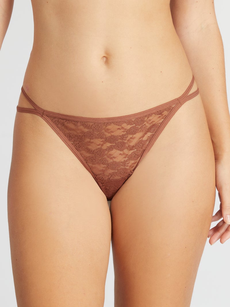 Pack de 3 tangas de encaje BEIGE - Kiabi