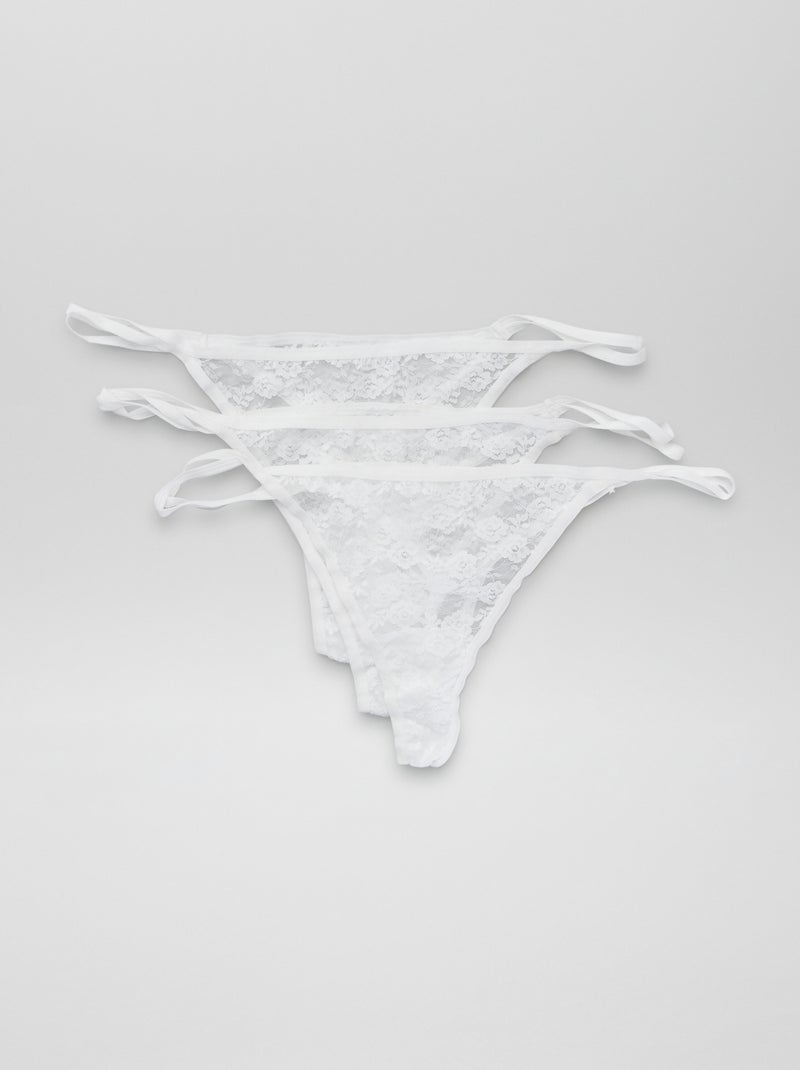 Pack de 3 tangas de encaje Blanco - Kiabi