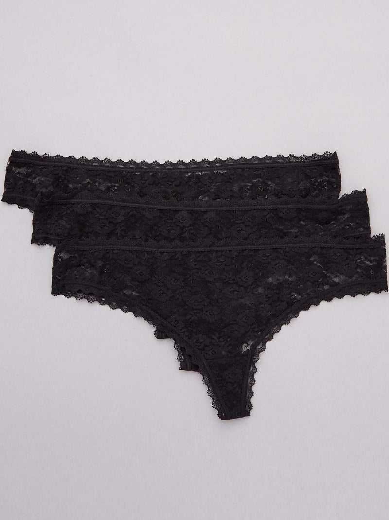 Pack de 3 tangas de encaje NEGRO - Kiabi
