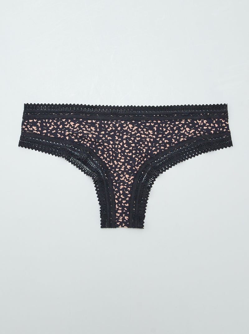 Pack de 3 tangas de microfibra estampados NEGRO - Kiabi