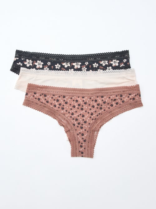 Pack de 3 tangas de microfibra estampados - Kiabi