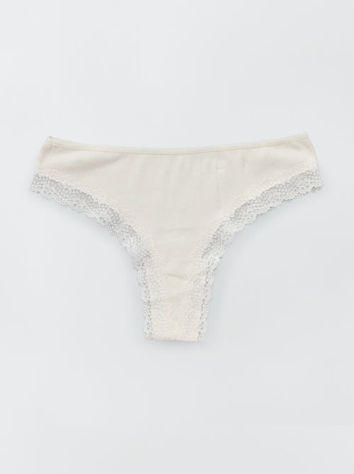Pack de 3 tangas de punto acanalado - Kiabi Pack de 3 tangas de punto acanalado - Kiabi