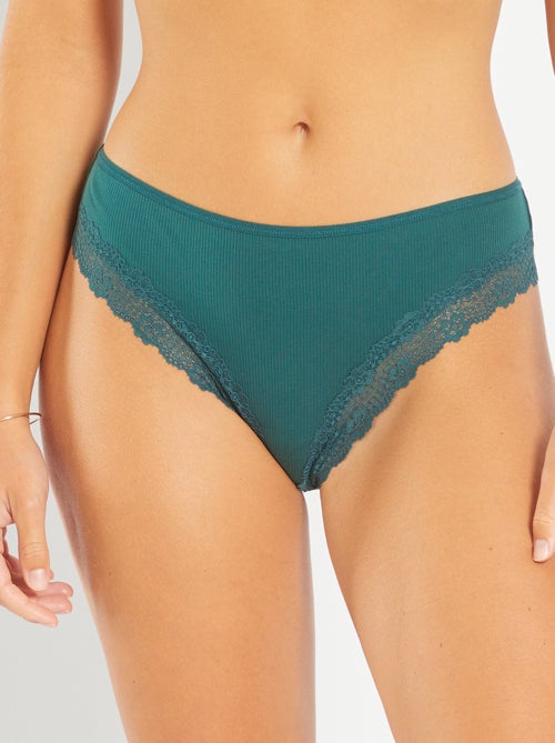 Pack de 3 tangas de punto canalé - Kiabi