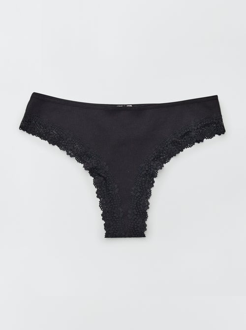 Pack de 3 tangas de punto canalé - Kiabi