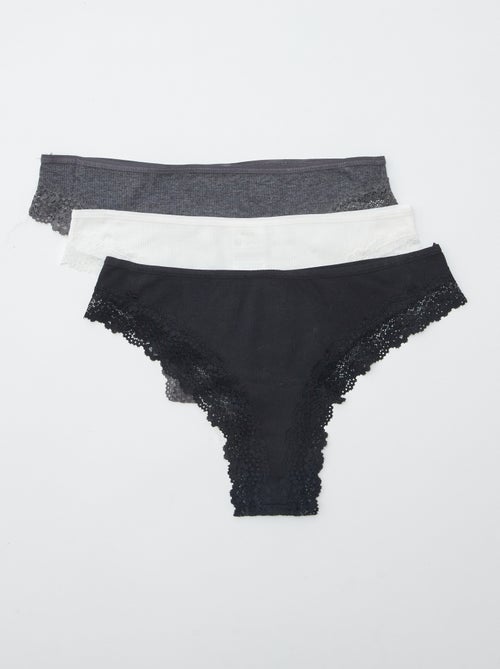 Pack de 3 tangas de punto canalé - Kiabi