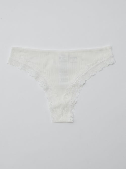 Pack de 3 tangas de punto canalé - Kiabi