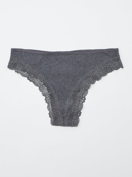 Pack de 3 tangas de punto canalé - Kiabi