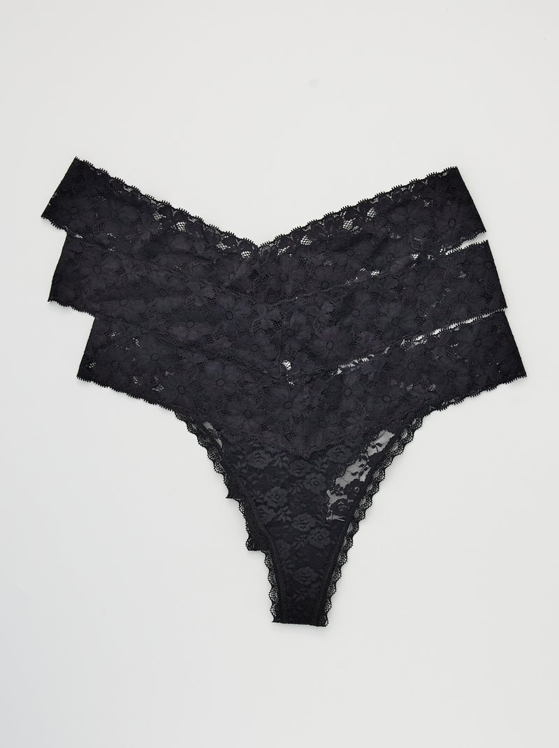 Pack de 3 tangas de punto negro - Kiabi