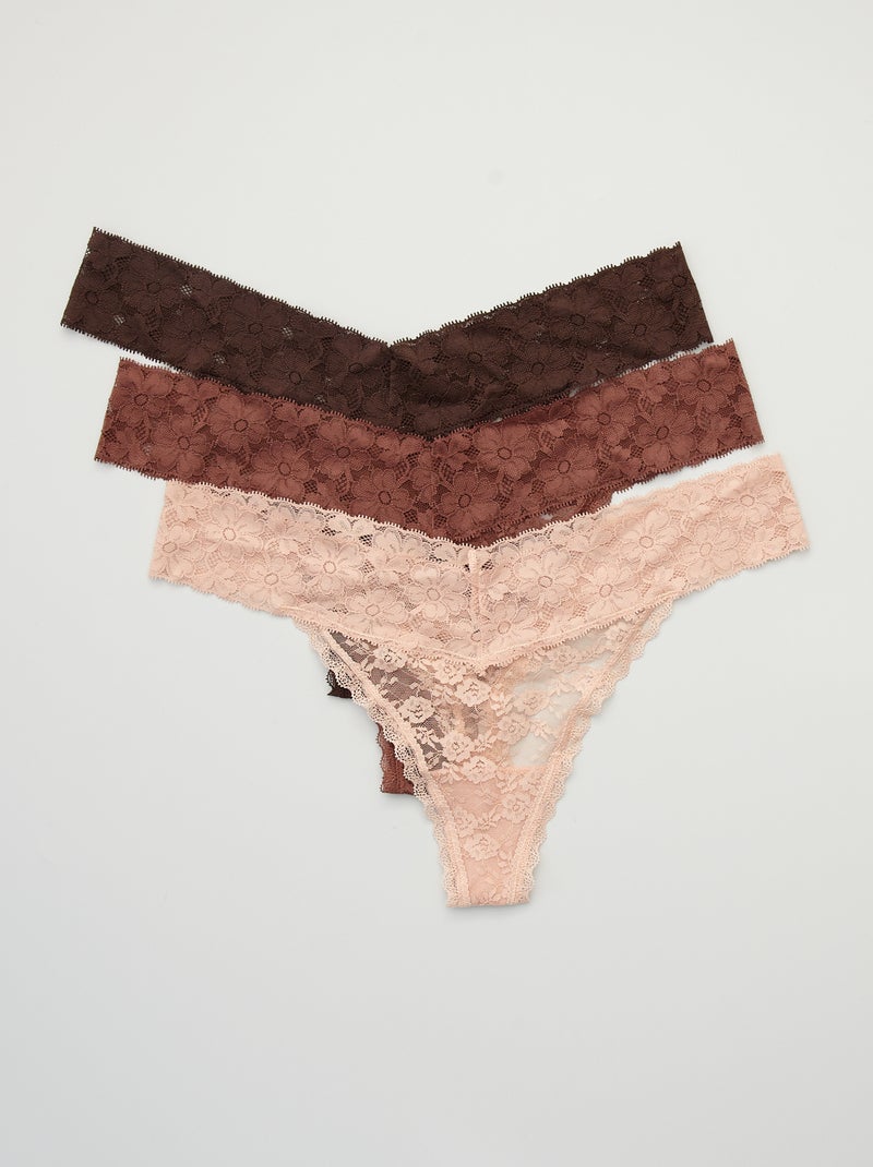 Pack de 3 tangas de punto ROSA - Kiabi