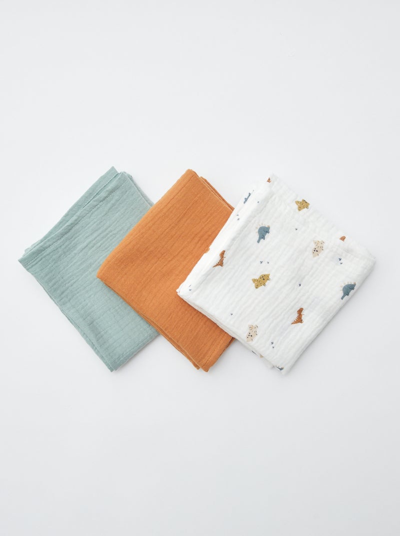 Pack de 3 muselinas de algodón BLANCO - Kiabi