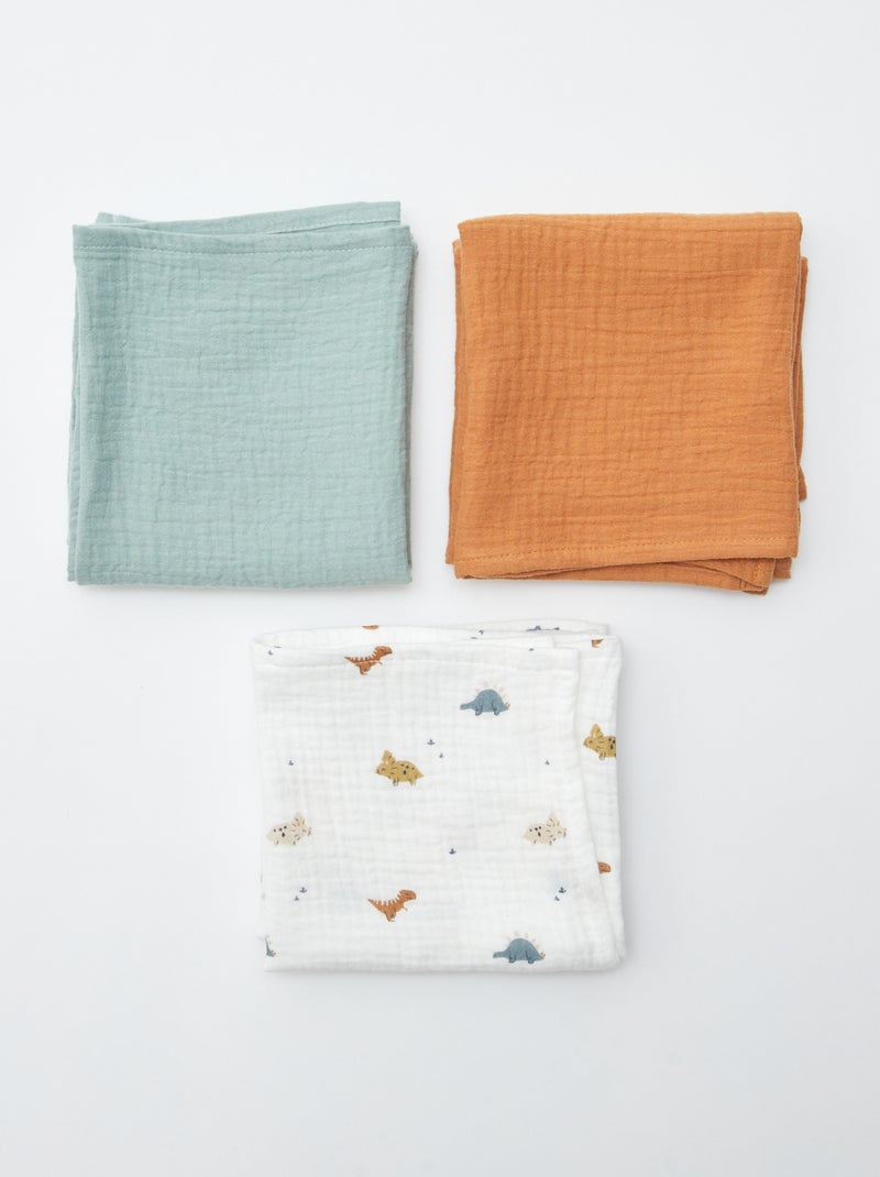 Pack de 3 muselinas de algodón BLANCO - Kiabi