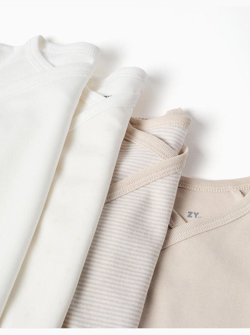 Pack de 4 bodies cruzados de algodón Beige - Kiabi