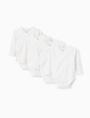 Pack de 4 bodies cruzados lisos/de canalé