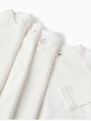 Pack de 4 bodies cruzados lisos/de canalé