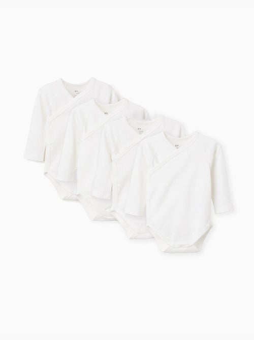 Pack de 4 bodies cruzados lisos/de canalé - Kiabi