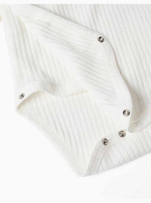 Pack de 4 bodies cruzados lisos/de canalé - Kiabi