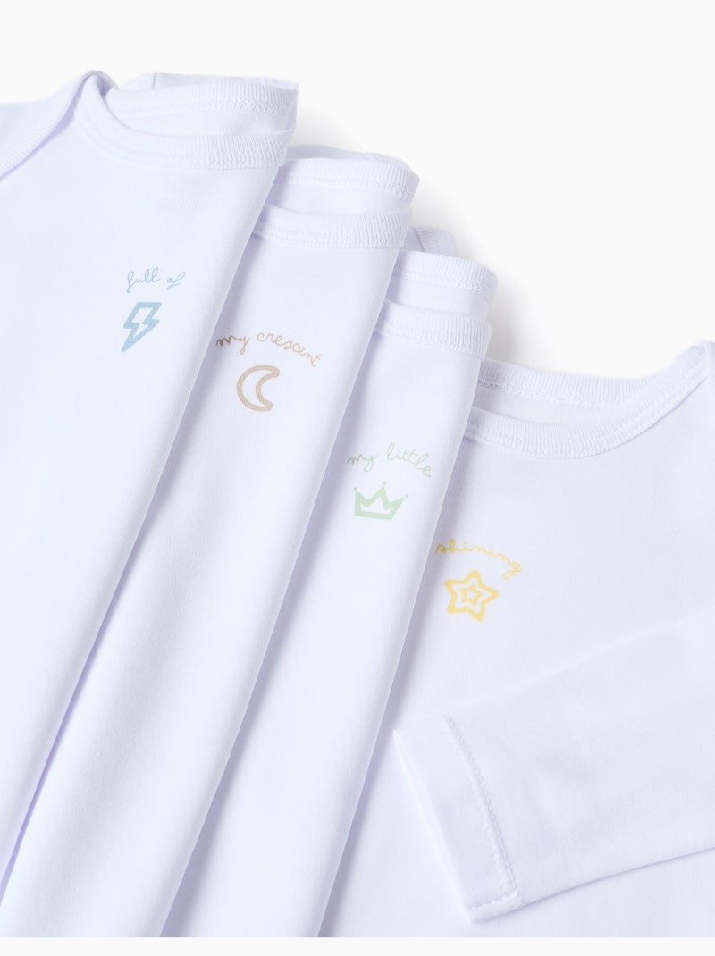 Pack de 4 bodies de algodón con estampado Blanco - Kiabi