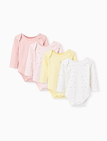 Pack de 4 bodies de algodón lisos/florales
