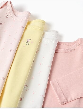 Pack de 4 bodies de algodón lisos/florales