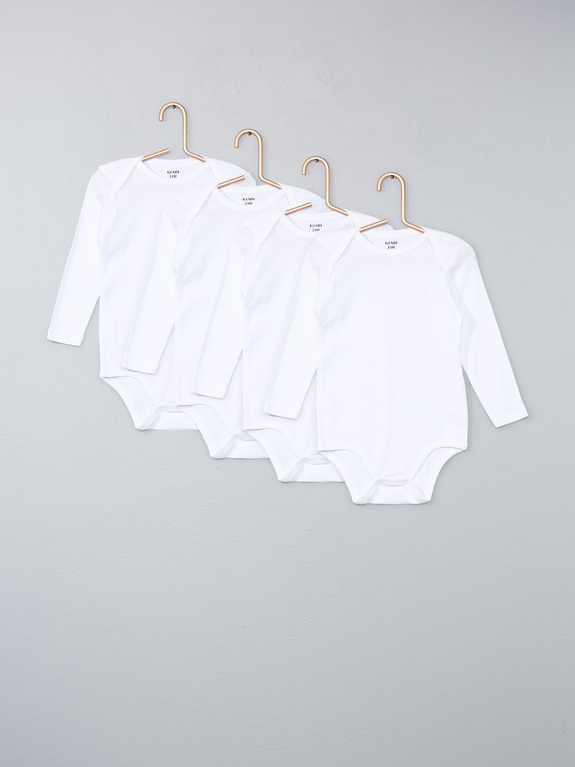 Pack de 4 bodies de algodón puro Blanco - Kiabi