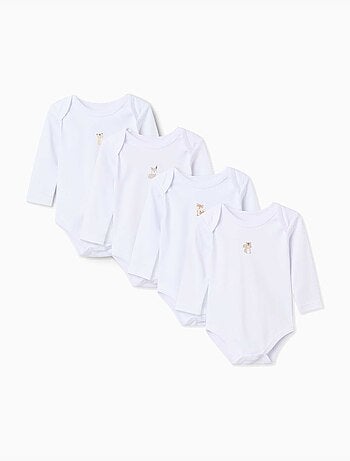 Pack de 4 bodies de manga larga de algodón con estampados