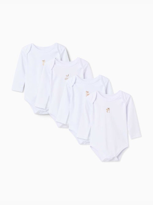 Pack de 4 bodies de manga larga de algodón con estampados - Kiabi
