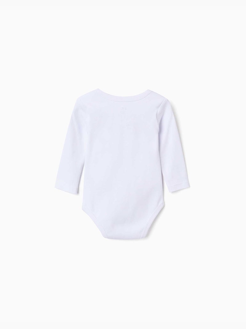 Pack de 4 bodies de manga larga de algodón con estampados Blanco - Kiabi