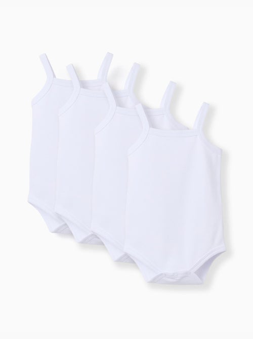 Pack de 4 bodies lisos de algodón con tirantes - Kiabi