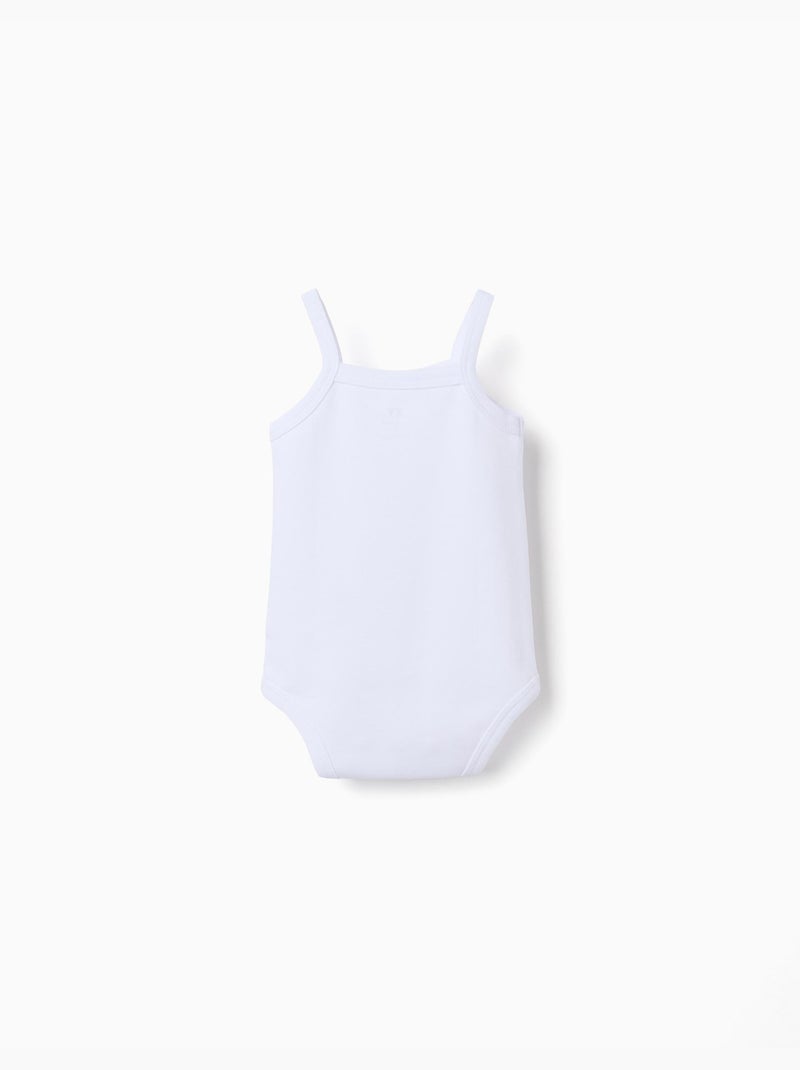 Pack de 4 bodies lisos de algodón con tirantes Blanco - Kiabi