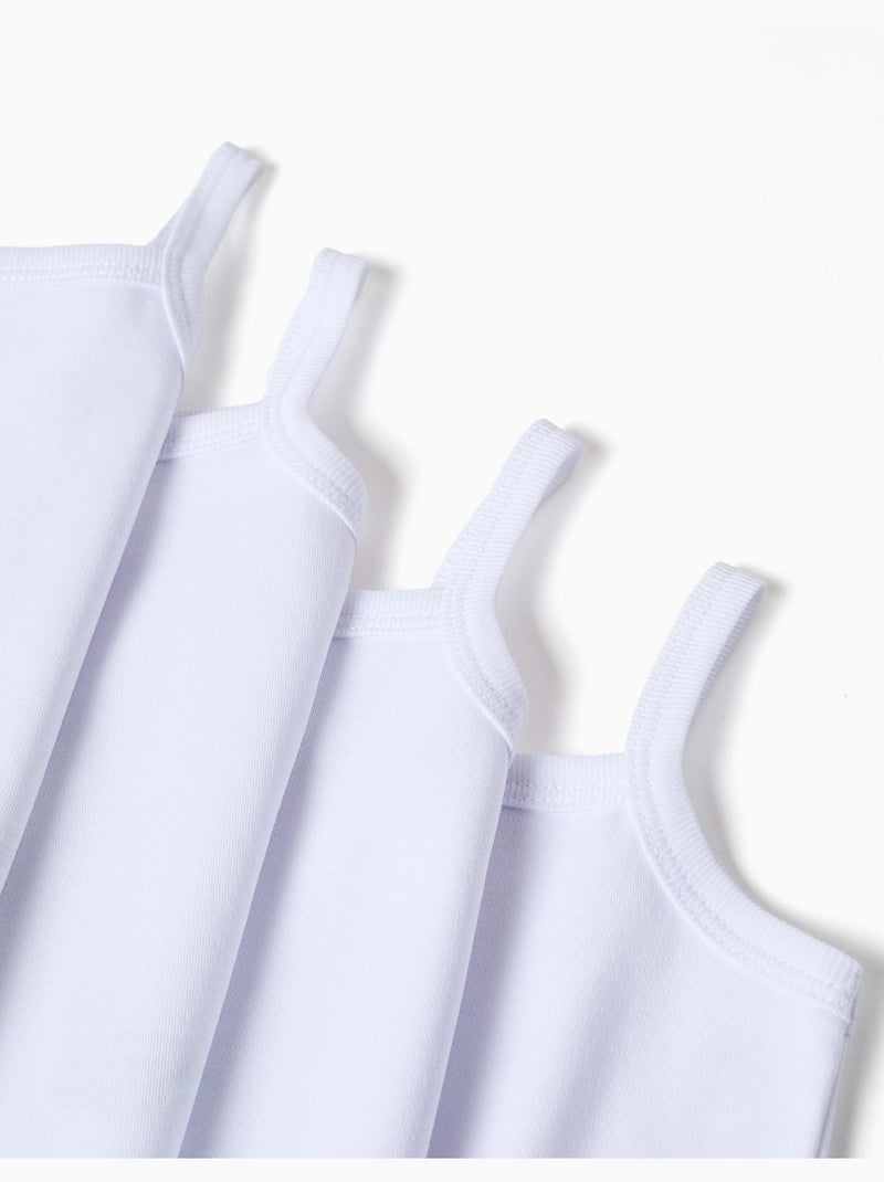 Pack de 4 bodies lisos de algodón con tirantes Blanco - Kiabi