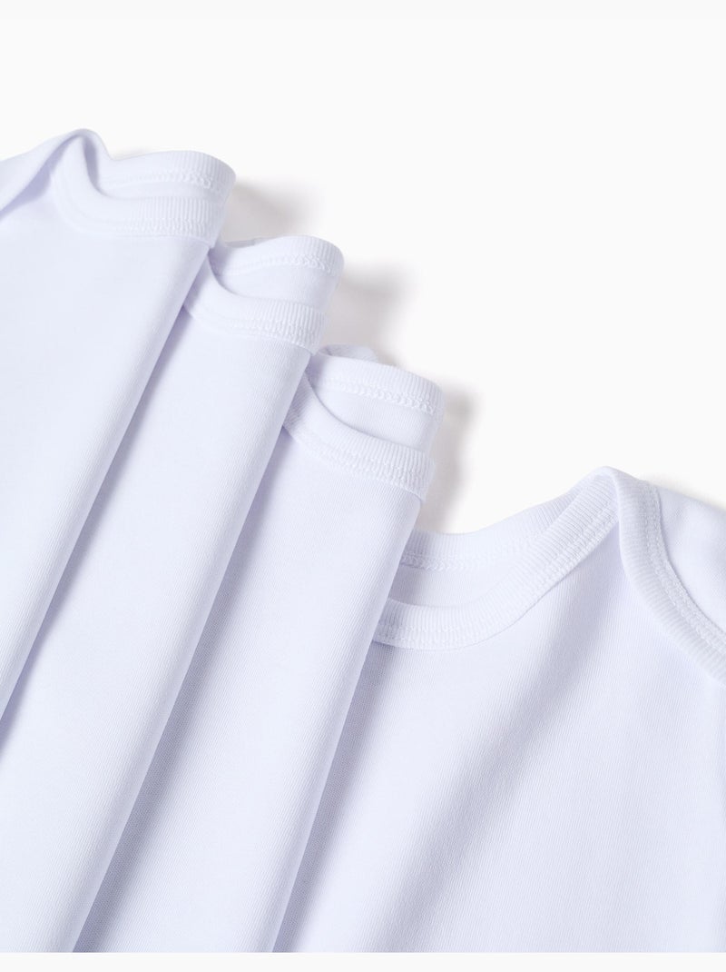 Pack de 4 bodies lisos de manga corta Blanco - Kiabi