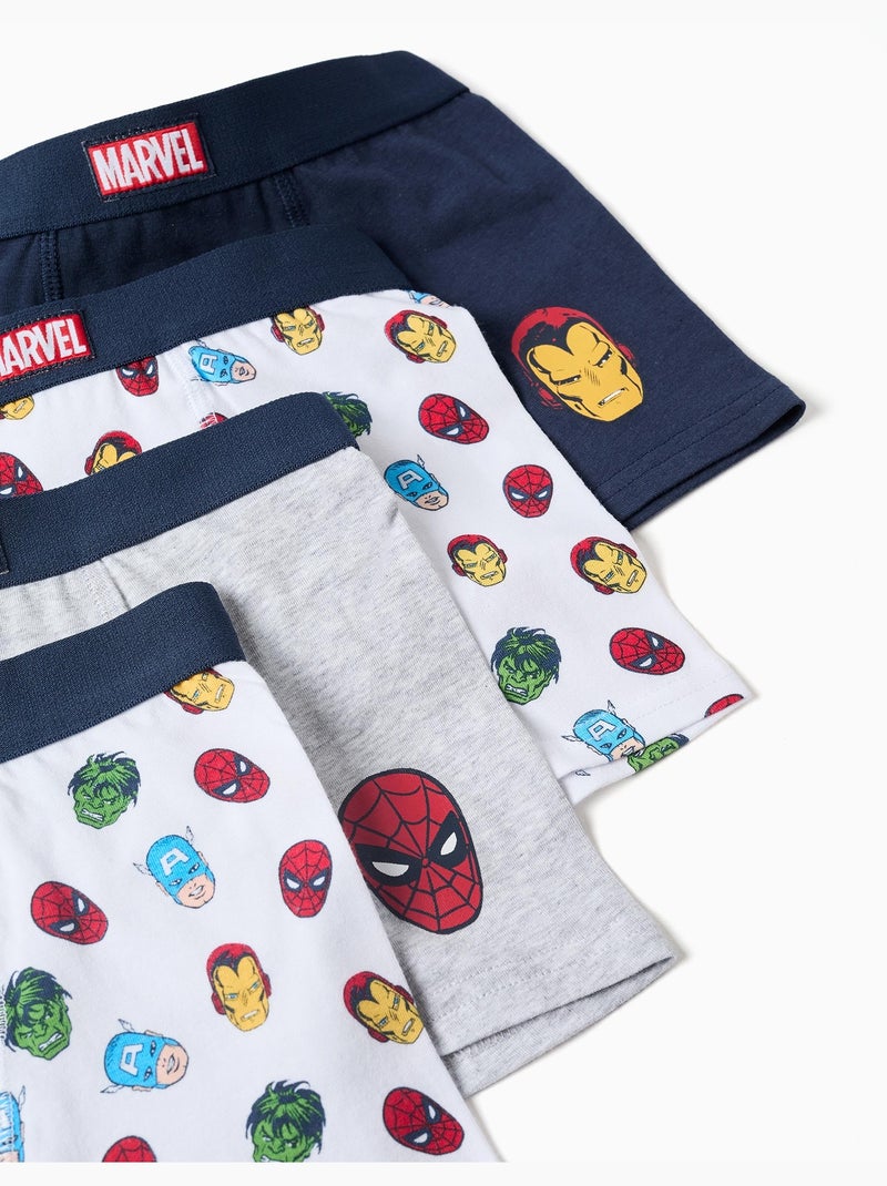 Pack de 4 bóxers con estampados Avengers Blanco Gris Azul - Kiabi