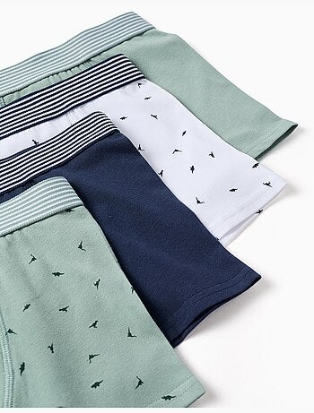Pack de 4 bóxers de algodón con estampado de dinosaurios