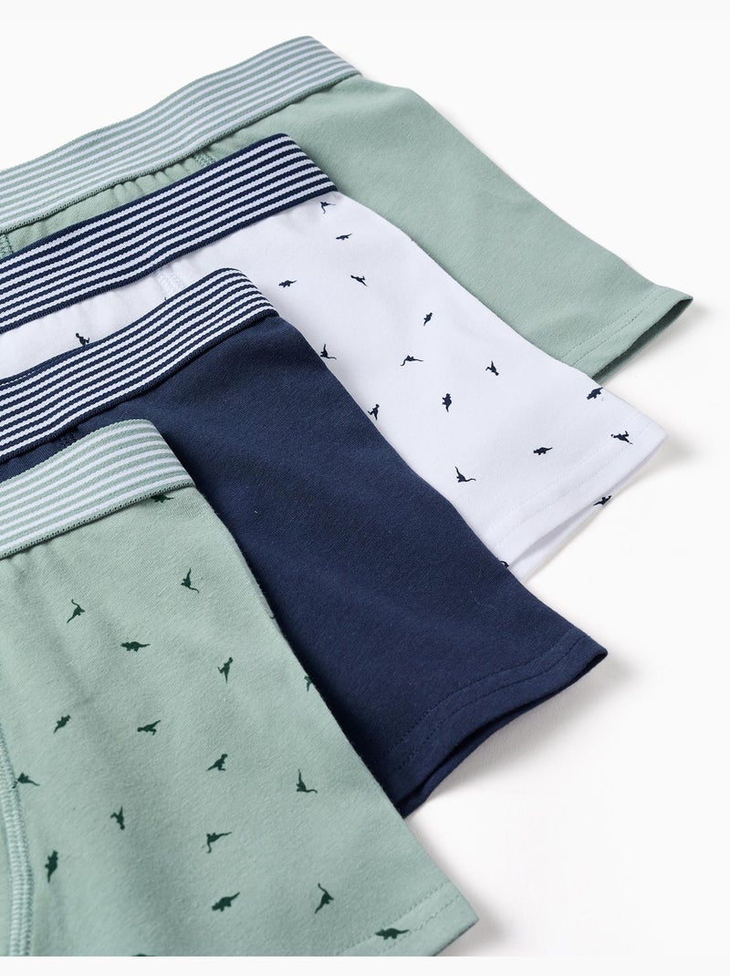 Pack de 4 bóxers de algodón con estampado de dinosaurios Gris azul - Kiabi